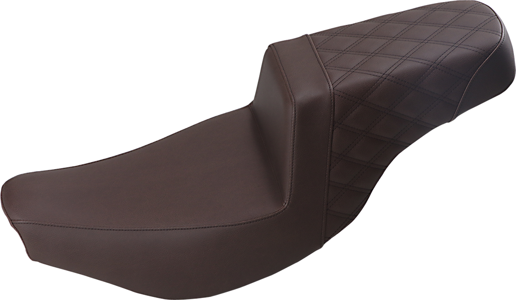SADDLEMEN Step-Up Seat - Front Smooth/Rear Lattice - Brown - Indian I14-07-173BR - Team Dream Rides