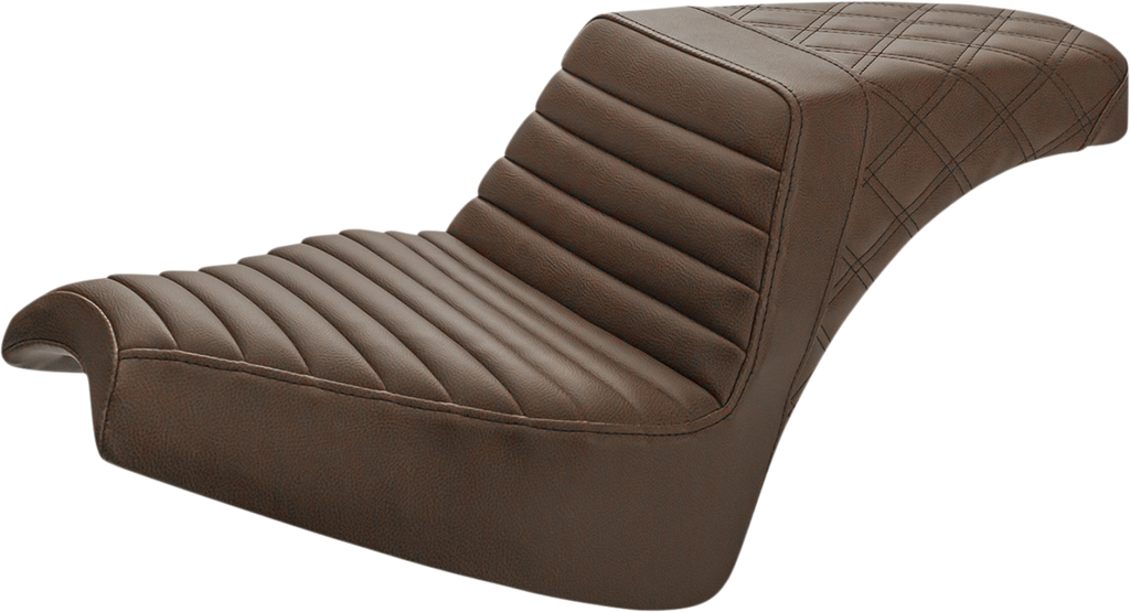 SADDLEMEN Step-Up Seat - Front Tuck-n'-Roll/Rear Lattice - Brown - Chief I21-04-176BR - Team Dream Rides