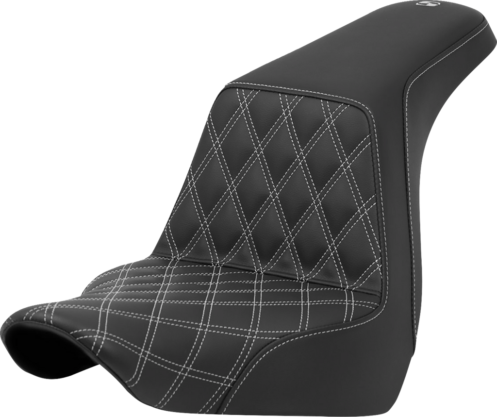 SADDLEMEN Step-Up Seat - Front Lattice Stitch - Silver Stitch - FXLR/FLSB '18-'21 A818-29-172SIL - Team Dream Rides