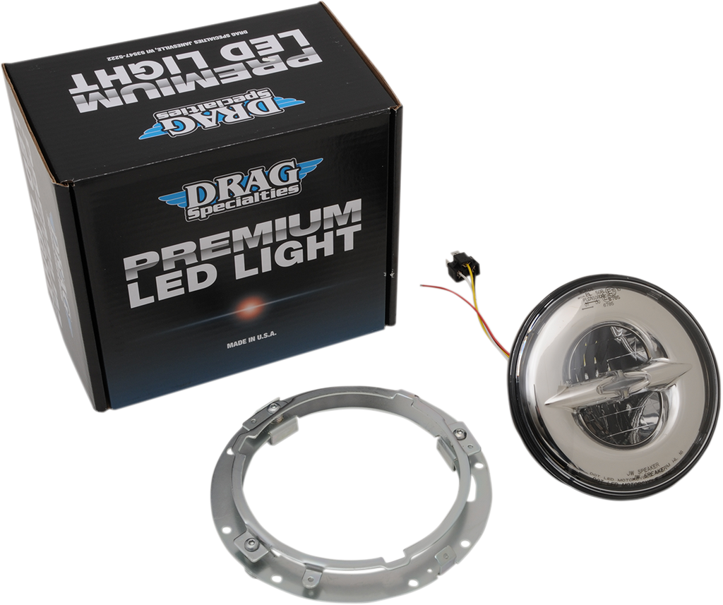 DRAG SPECIALTIES 7" Reflector-Style LED Headlamp - 99-13 Dresser - Chrome Reflector Headlight Kit - Team Dream Rides