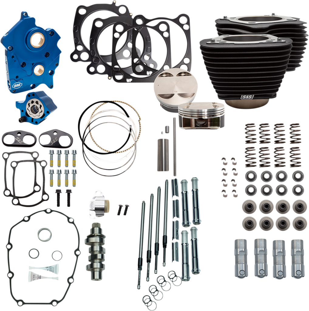 S&S CYCLE 128" Power Package Engine Performance Kit - Chain Drive - Wrinkle Black with Non-Highlighted Fins 310-1105B - Team Dream Rides