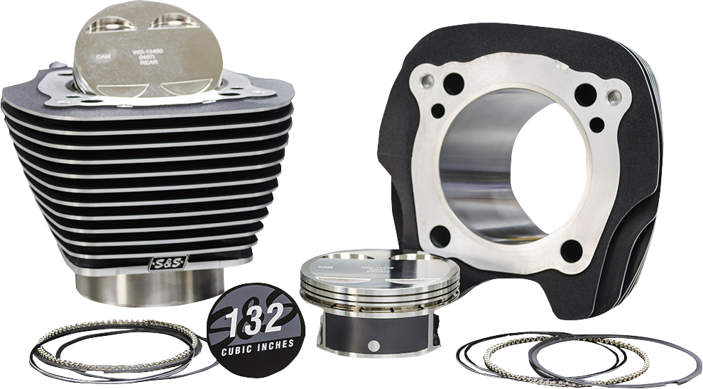 S&S CYCLE 132" Big-Bore Cylinder Kit - Black Granite/Highlighted Fins - M8 910-0847 - Team Dream Rides