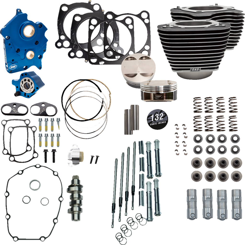 S&S CYCLE 132" Power Package Engine Performance Kit - Chain Drive - Water Cooled - Highlighted Fins - M8 310-1229 - Team Dream Rides