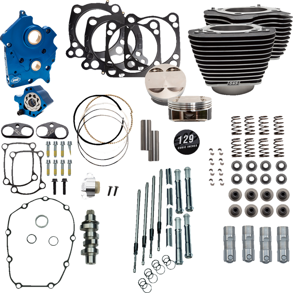 S&S CYCLE 129" Power Package Engine Performance Kit - Chain Drive - Oil Cooled - Highlighted Fins - M8 310-1223 - Team Dream Rides