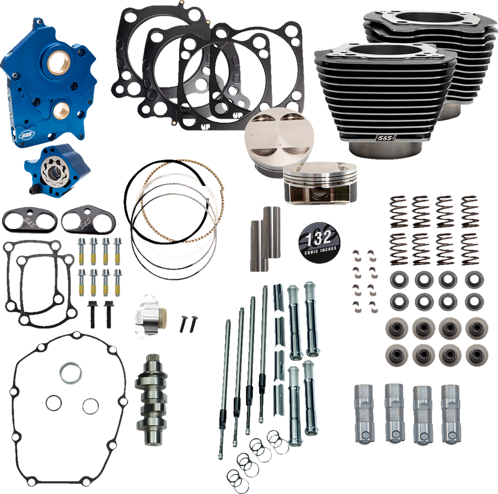 S&S CYCLE 132" Power Package Engine Performance Kit - Chain Drive - Water Cooled - Highlighted Fins - M8 310-1235 - Team Dream Rides