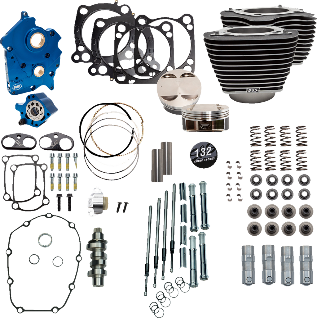 S&S CYCLE 132" Power Package Engine Performance Kit - Chain Drive - Oil Cooled - Highlighted Fins - M8 310-1231 - Team Dream Rides