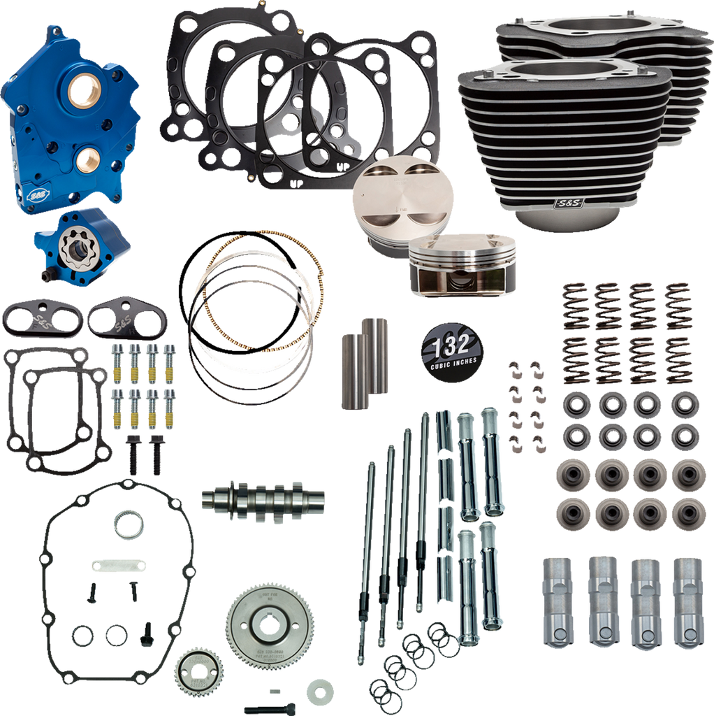 S&S CYCLE 132" Power Package Engine Performance Kit - Gear Drive - Water Cooled - Highlighted Fins - M8 310-1230 - Team Dream Rides