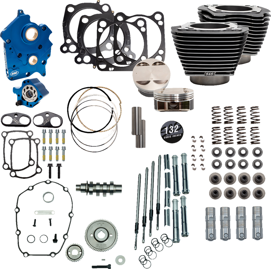 S&S CYCLE 132" Power Package Engine Performance Kit - Gear Drive - Water Cooled - Highlighted Fins - M8 310-1236 - Team Dream Rides
