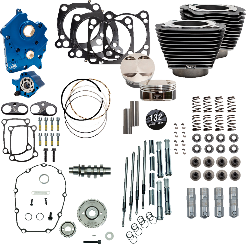 S&S CYCLE 132" Power Package Engine Performance Kit - Chain Drive - Oil Cooled - Highlighted Fins - M8 310-1238 - Team Dream Rides