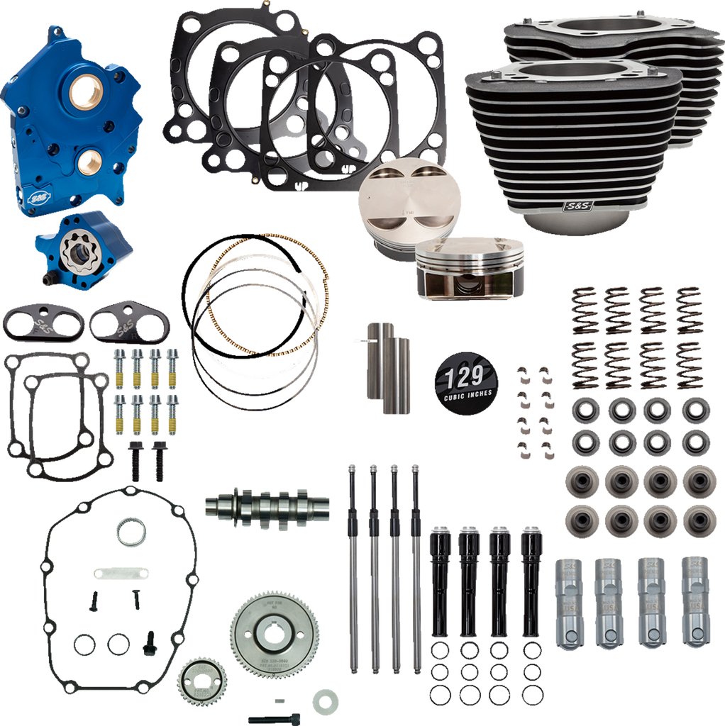 S&S CYCLE 129" Power Package Engine Performance Kit - Gear Drive - Oil Cooled - Highlighted Fins - M8 310-1227 - Team Dream Rides