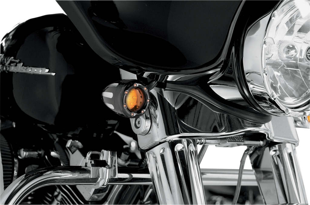 ARLEN NESS LED Deep Cut Signals - Black/Amber - Amber Ring Deep Cut Factory Style Turn Signals W/ LED Fire Ring - Team Dream Rides