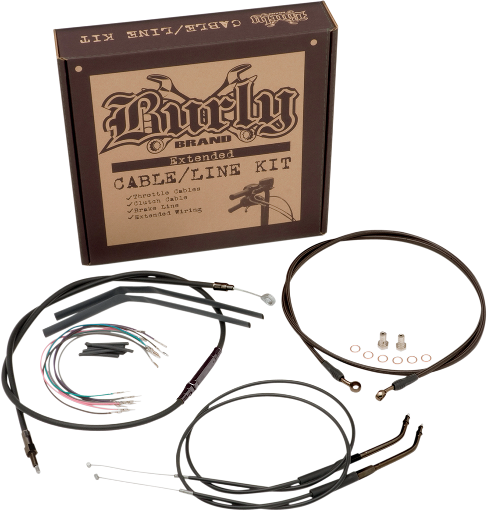 BURLY BRAND Control Kit for 14" Ape Hanger Handlebars Complete Black Vinyl Handlebar Cable/Brake Line Kit for Ape Hanger Handlebars - Team Dream Rides
