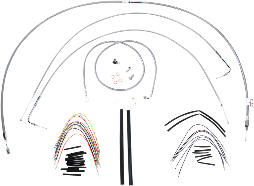 BURLY BRAND Complete Stainless Braided Handlebar Cable/Brake Line Kit For 16" Ape Hanger Handlebars Complete Stainless Braided Handlebar Cable/Brake Line Kit - Team Dream Rides