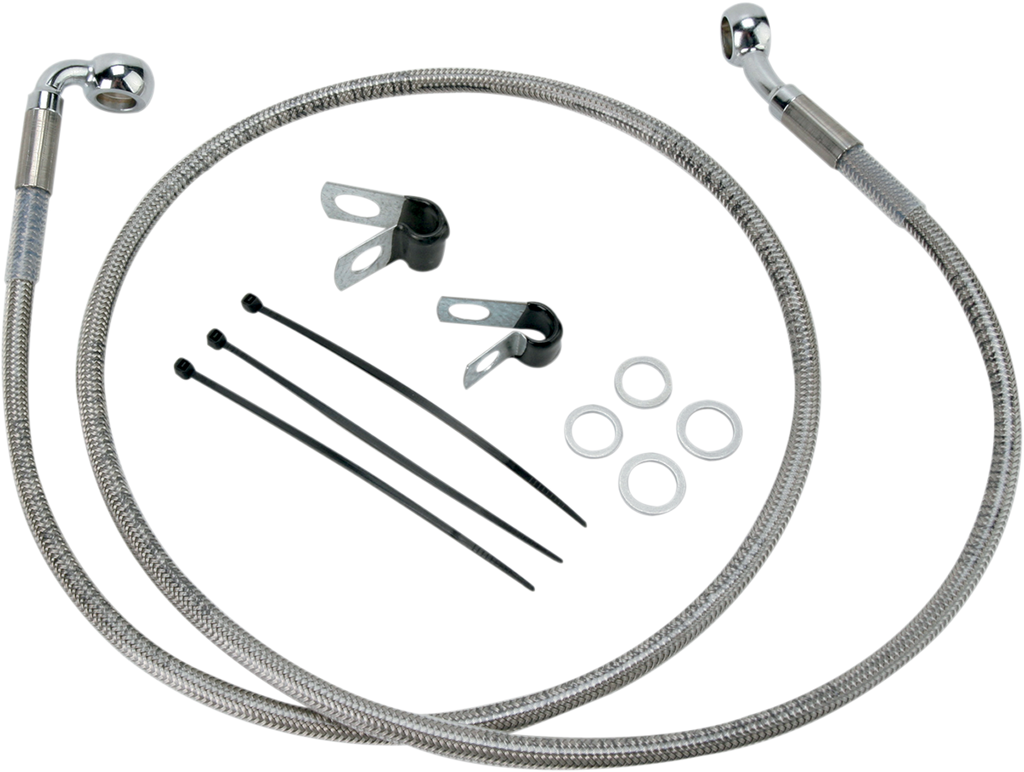 DRAG SPECIALTIES +2" Brake Line - Front - Stainless Steel - FXD '00-'05 Extended Length Stainless Steel Brake Line Kit - Team Dream Rides