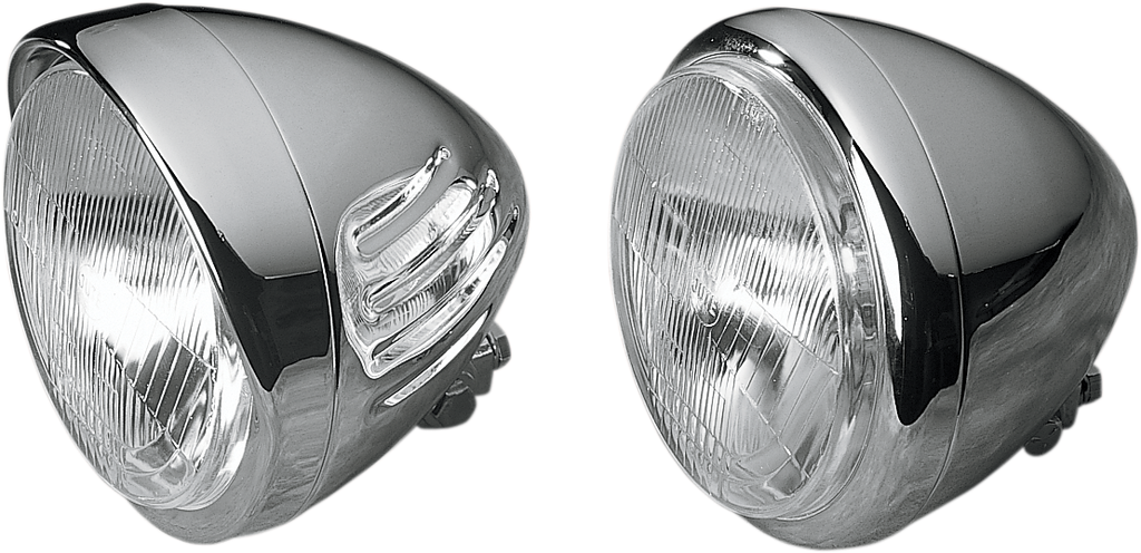 DRAG SPECIALTIES Headlight -  5-3/4" - Plain Chrome Custom Springer-Style Headlight Assemblies - Team Dream Rides