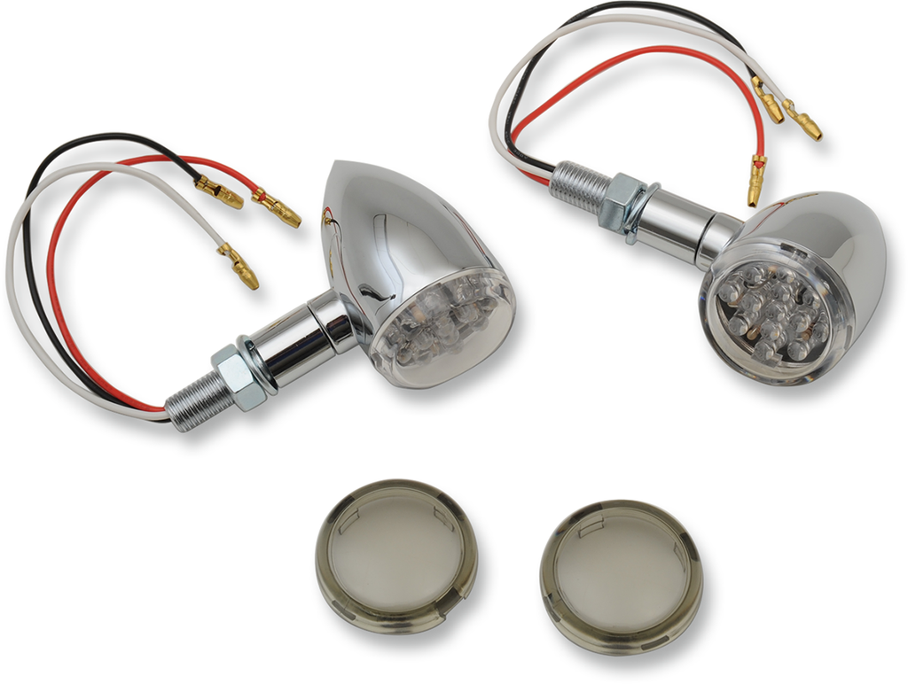 DRAG SPECIALTIES LED Marker Lights - Chrome/Red - Smoke Lens LED Mini Deuce Marker Lights - Team Dream Rides