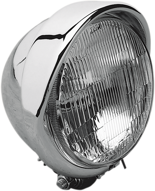 DRAG SPECIALTIES H-4 Headlight with Visor- 5-3/4" - Chrome 5-3/4" Chrome Headlight Assembly w/ Built-In Visor - Team Dream Rides
