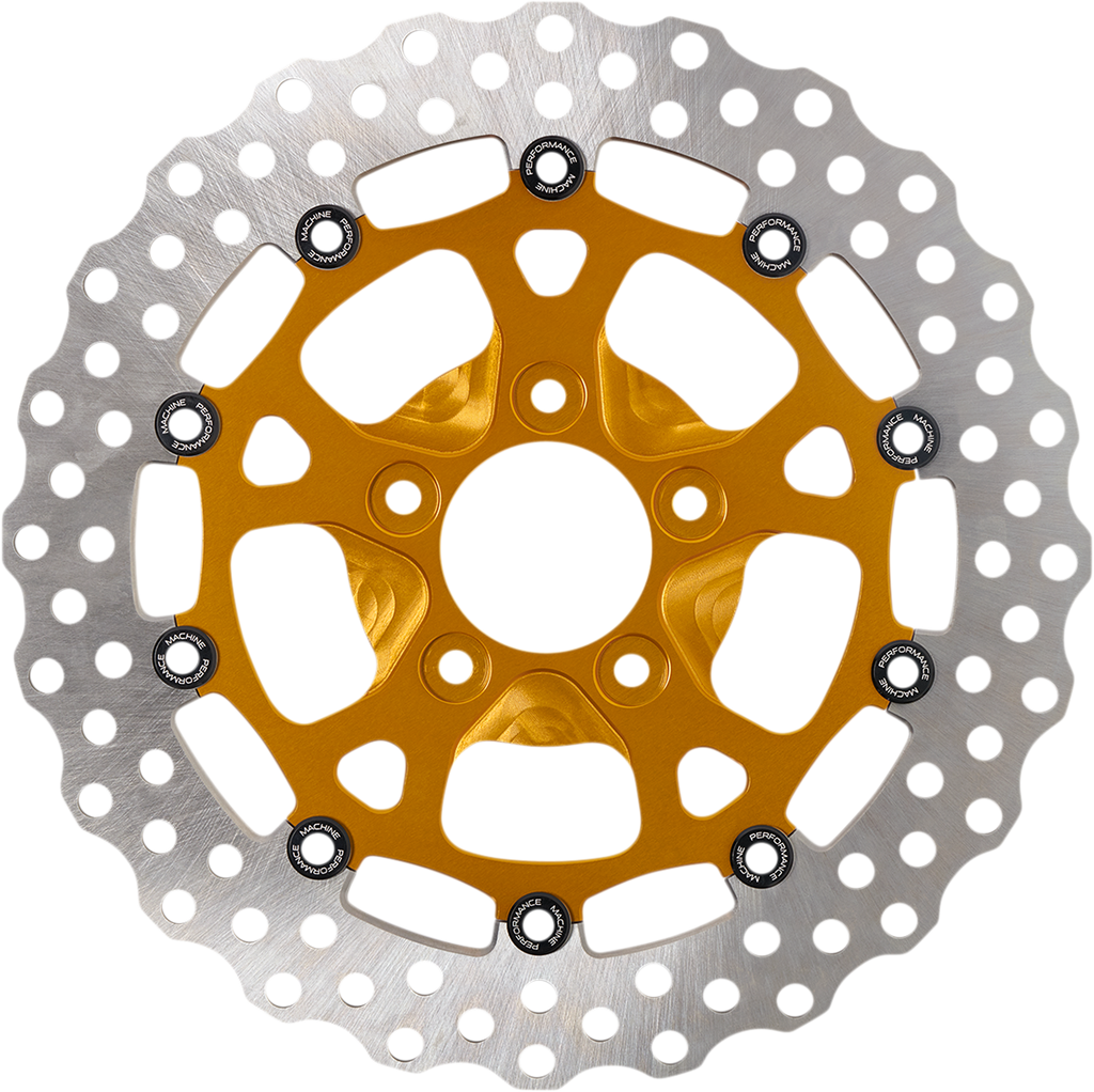 PERFORMANCE MACHINE (PM) Front Rotor - 11.8" - Dominator - Gold Two-Piece Brake Rotor - Team Dream Rides