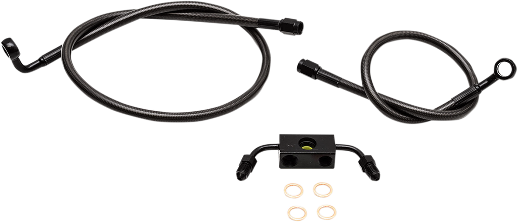 LA CHOPPERS Midnight Brake Lines - Sportster ABS Midnight Braided Brake Line Kit - Team Dream Rides