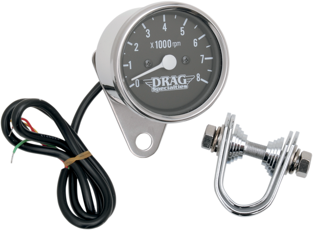 DRAG SPECIALTIES 2.4" Mini Electronic Tach - Stainless Steel Housing - Backlit LED Black Face 2.4" Mini Electronic Tachometer - Team Dream Rides