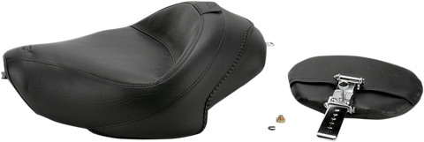 MUSTANG Wide Solo Seat - With Backrest - Vintage - Black - Smooth - XL '04-'21 79429 - Team Dream Rides