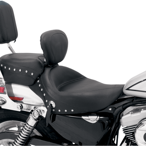 MUSTANG Wide Solo Seat - With Backrest - Black - Studded W/Concho - XL '04-'21 79437 - Team Dream Rides