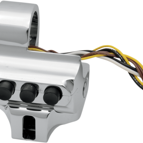PERFORMANCE MACHINE (PM) Control Switch Housing - Left Side - Cable Clutch - Four Button - Chrome 0062-2044-CH