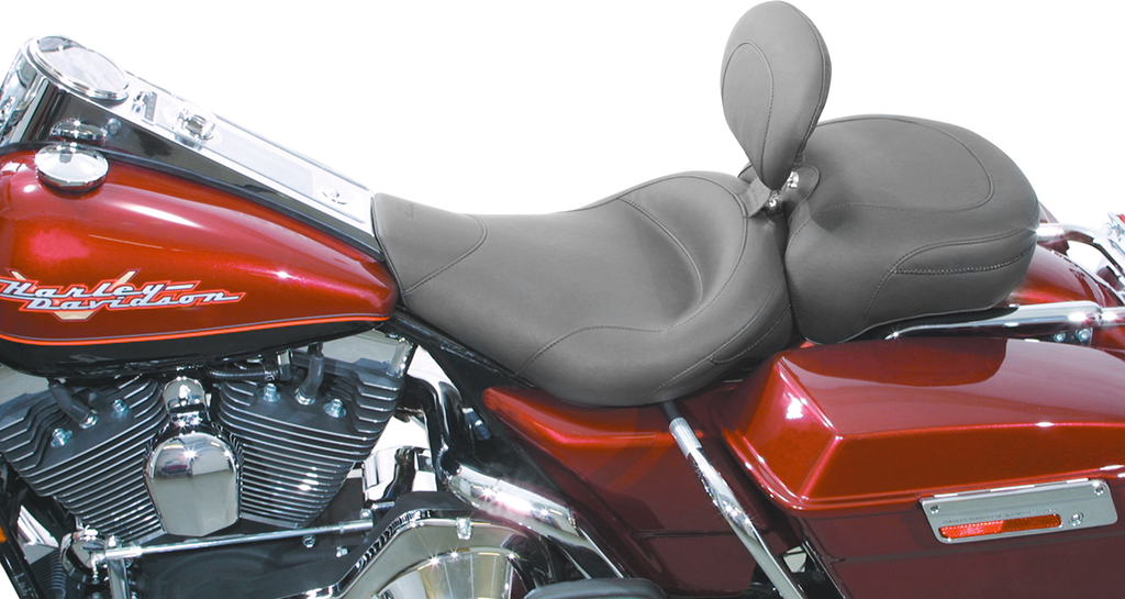 MUSTANG Wide Solo Seat - With Backrest - Vintage - Black - Smooth - Road King '97-'07 79100 - Team Dream Rides