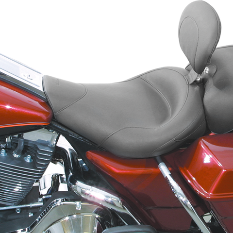 MUSTANG Wide Solo Seat - With Backrest - Vintage - Black - Smooth - Road King '97-'07 79100 - Team Dream Rides