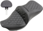 SADDLEMEN Roadsofa™ Seat with Backrest for FL '08-'24 - Full Lattice Stitch - Part 808-07B-182BR
