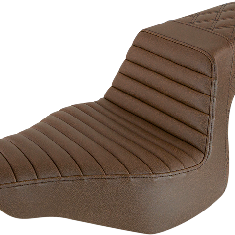 SADDLEMEN Step-Up Seat - Front Tuck-n-Roll/Rear Lattice Stitch - Brown 813-27-176BR