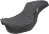 Saddlemens Pro Series SDC Performance Seat for Harley Davidson FLD/FXD 2006-2017 with Lattice Stitch and Lumbar Gripper - Part Number SC80604D0