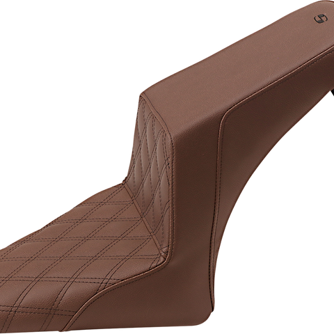 SADDLEMEN Step-Up Seat - Front Lattice/Rear Smooth - Brown - Scout Bobber I18-33-172BR - Team Dream Rides
