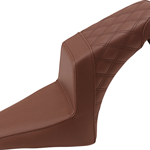 SADDLEMEN Step-Up Seat - Front Smooth/Rear Lattice - Brown - Scout Bobber I18-33-173BR - Team Dream Rides