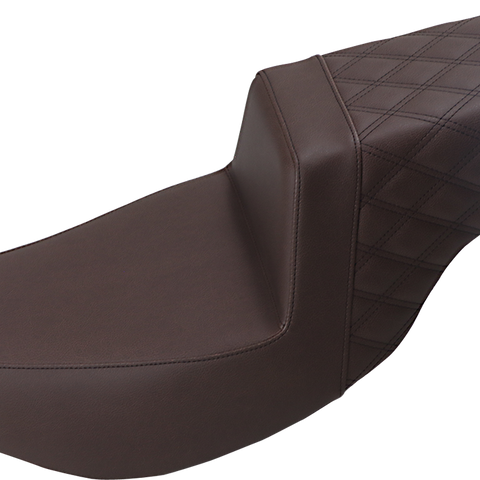SADDLEMEN Step-Up Seat - Front Smooth/Rear Lattice - Brown - Indian I14-07-173BR - Team Dream Rides