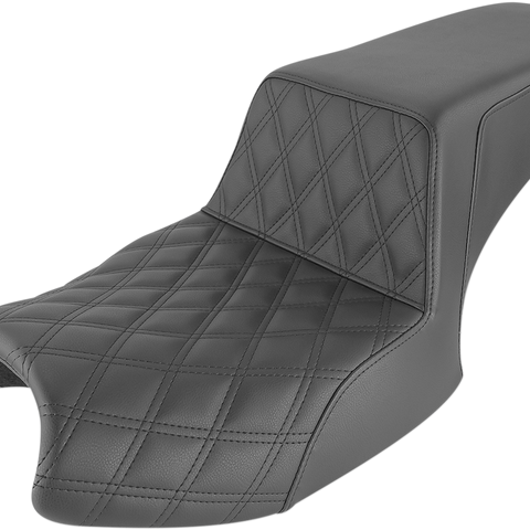 SADDLEMEN Step-Up Seat - Front Lattice/Rear Smooth - Black - Challenger I20-06-172 - Team Dream Rides