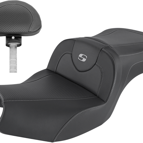 SADDLEMEN Roadsofa* Seat - Carbon Fiber - Includes Backrest - Black - Indian I20-06-185BR - Team Dream Rides