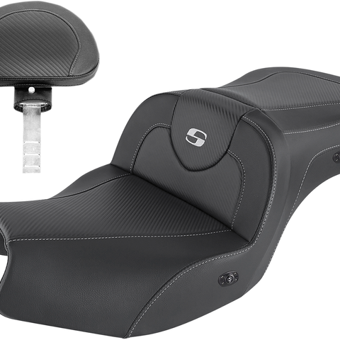 SADDLEMEN Heated Roadsofa* Seat - Carbon Fiber - Includes Backrest - Black - Indian I20-06-185BRHCT - Team Dream Rides