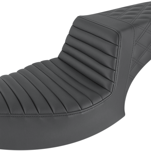 SADDLEMEN Step-Up Seat - Front Tuck-n'-Roll/Rear Lattice - Black - Challenger I20-06-176 - Team Dream Rides