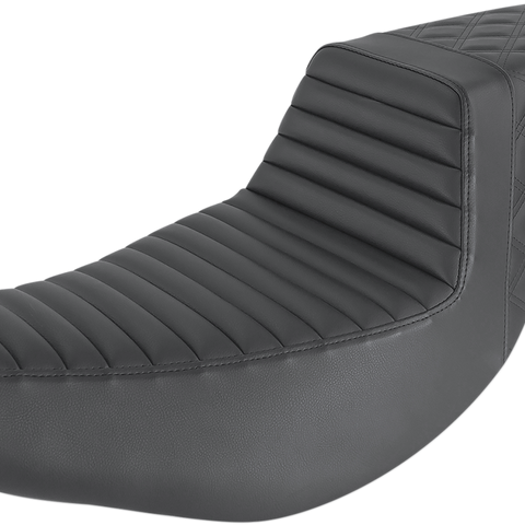 SADDLEMEN Step-Up Seat - Front Tuck-n'-Roll/Rear Lattice - Black - Indian I14-07-176 - Team Dream Rides