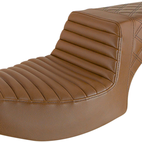 SADDLEMEN Step-Up Seat - Front Tuck-n'-Roll/Rear Lattice - Brown - Challenger I20-06-176BR - Team Dream Rides