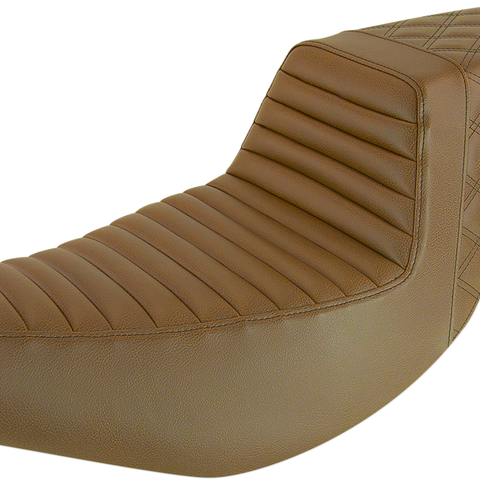 SADDLEMEN Step-Up Seat - Front Tuck-n'-Roll/Rear Lattice - Brown - Indian I14-07-176BR - Team Dream Rides