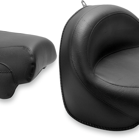 MUSTANG Seat - Vintage - Wide - Touring - Without Driver Backrest - Two-Piece - Smooth - Black - XVS 75912 - Team Dream Rides