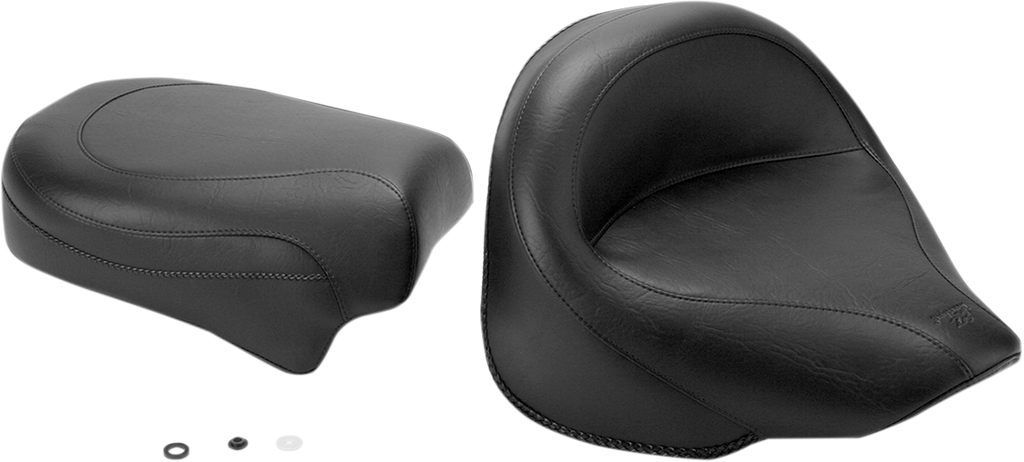 MUSTANG Seat - Vintage - Wide - Touring - Without Driver Backrest - Two-Piece - Smooth - Black - XVS 75279 - Team Dream Rides
