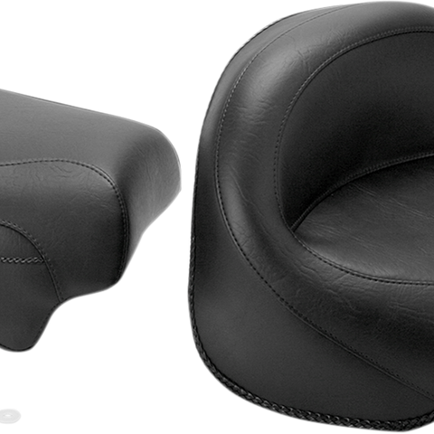 MUSTANG Seat - Vintage - Wide - Touring - Without Driver Backrest - Two-Piece - Smooth - Black - XVS 75279 - Team Dream Rides