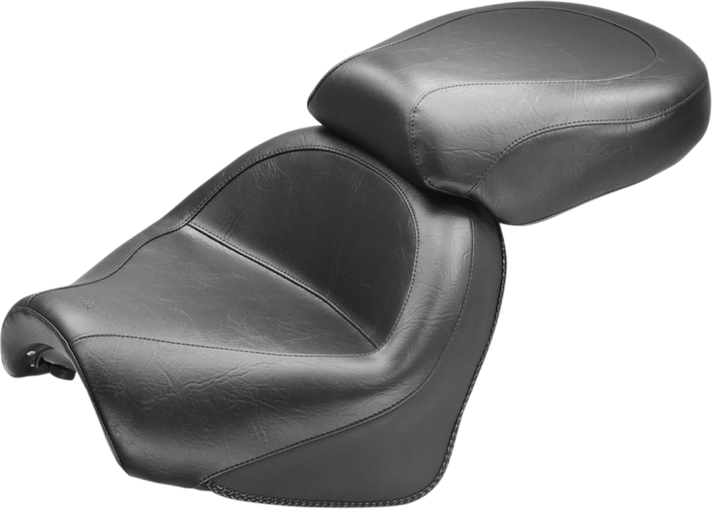 MUSTANG Seat - Vintage - Wide - Touring - Without Driver Backrest - Two-Piece - Smooth - Black - Suzuki 75811 - Team Dream Rides