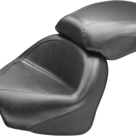 MUSTANG Seat - Vintage - Wide - Touring - Without Driver Backrest - Two-Piece - Smooth - Black - Suzuki 75811 - Team Dream Rides