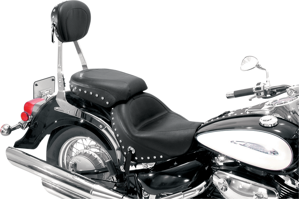 MUSTANG Seat - Wide - Touring - Without Backrest - Two-Piece - Chrome Studded - Black w/Conchos 75810 - Team Dream Rides