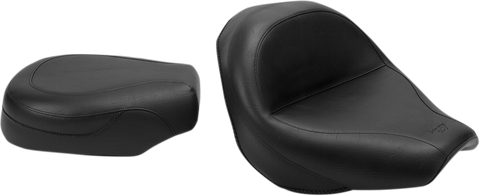 MUSTANG Seat - Vintage - Wide - Touring - Without Driver Backrest - Two-Piece - Smooth - Black - VTX1300 75907 - Team Dream Rides