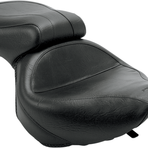 MUSTANG Seat - Vintage - Wide - Touring - Without Driver Backrest - One-Piece - Smooth - Black VT750 75105 - Team Dream Rides